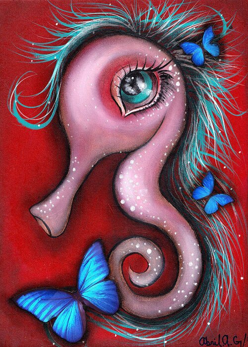 Seahorses Greeting Card featuring the painting Mina by Abril Andrade