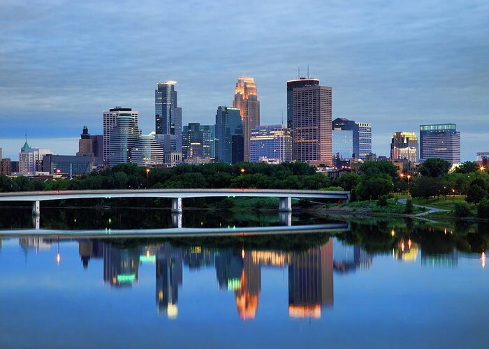 Minnesota Greeting Card featuring the photograph Minneapolis Reflections by Rick Berk