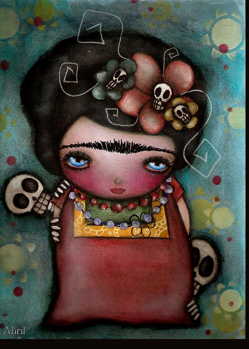 Day Of The Dead Greeting Card featuring the painting Mis Amigos by Abril Andrade