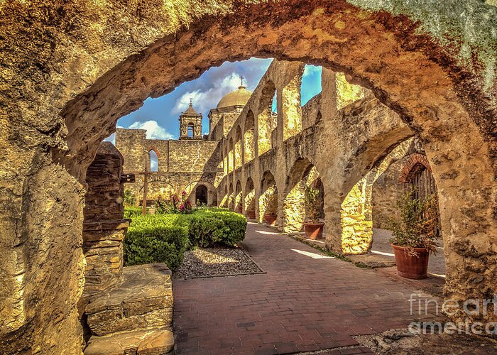 San Antonio Greeting Card featuring the photograph Mission Arches by Franz Zarda