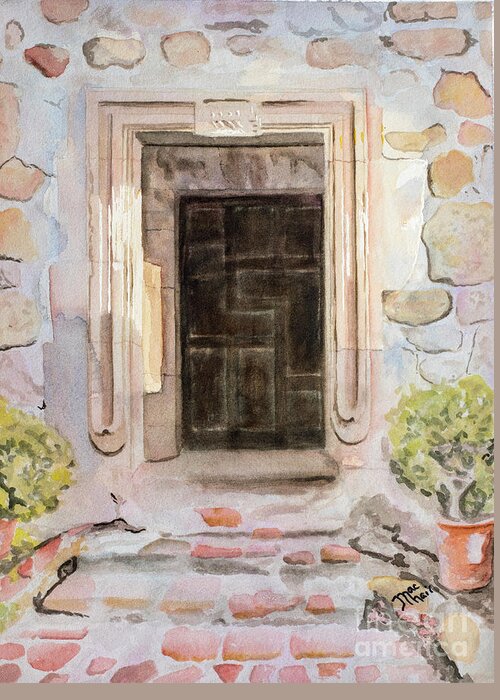 Watercolor Greeting Card featuring the painting Mission San Juan Capistrano by Jackie MacNair