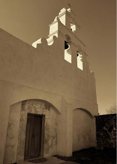 Doors Greeting Card featuring the photograph Mission San Juan Capistrano - Sepia by Stephen Stookey