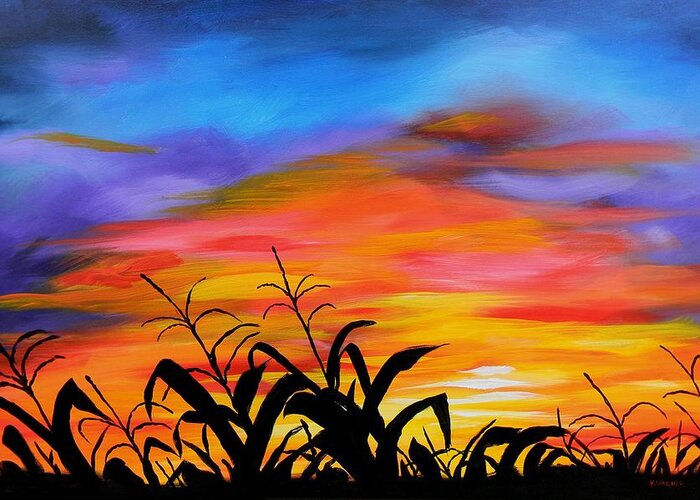 Sunset Greeting Card featuring the painting Mississippi Delta Summer Eve by Karl Wagner