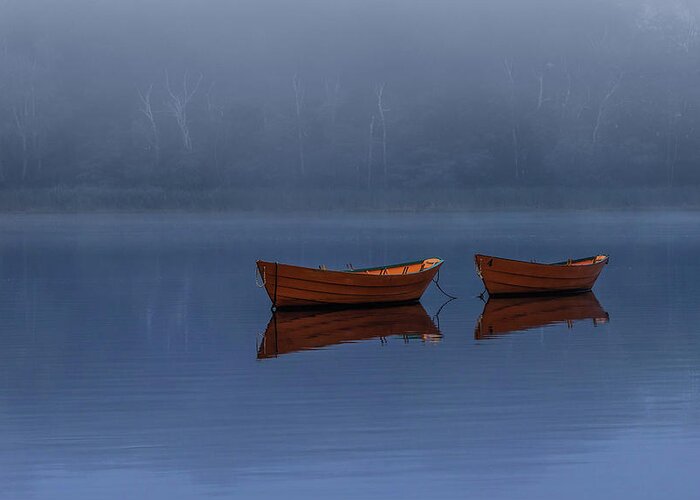 Boats Greeting Card featuring the photograph Mists of Time by Rob Davies