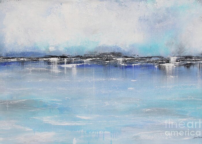Abstract Greeting Card featuring the painting Misty Blue-A by Jean Plout