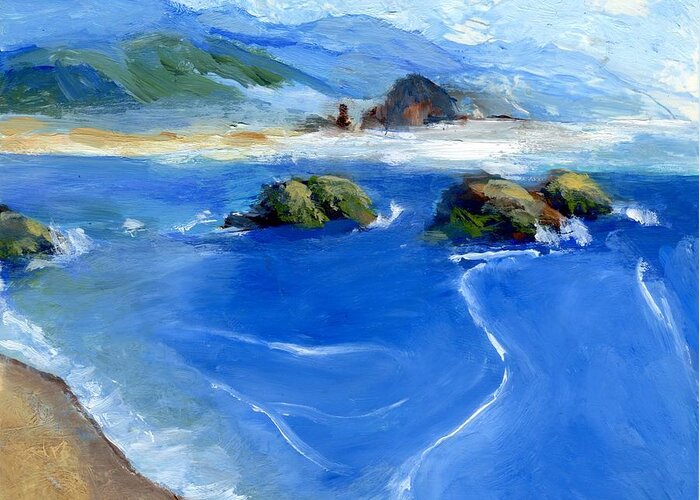 Ocean Greeting Card featuring the painting Misty Bodega Bay by Randy Sprout