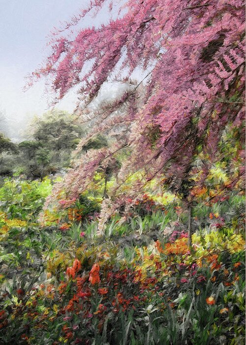 Monet Greeting Card featuring the photograph Misty Gardens by Jim Hill