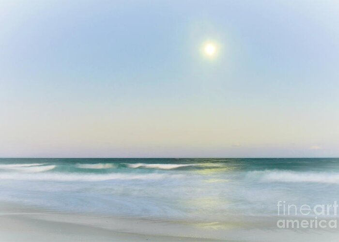 Moon Greeting Card featuring the photograph Misty Moonrise by Kelly Nowak