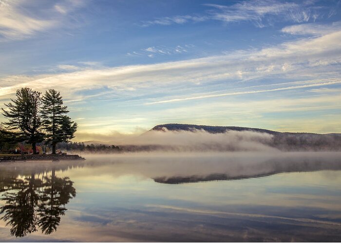 Speculator Lake Greeting Card featuring the photograph Misty Morning by Mark Papke