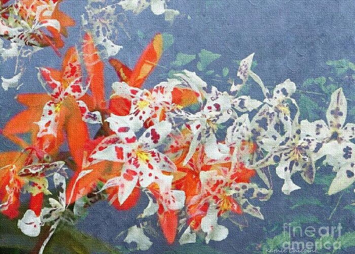 Photographic Art Greeting Card featuring the digital art Mix of Orchids by Kathie Chicoine