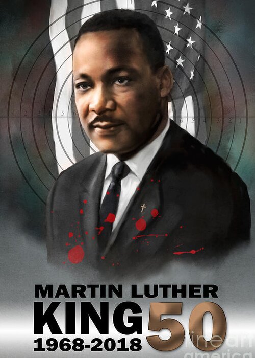 Civil Rights Greeting Card featuring the digital art Mlk50 by Dwayne Glapion