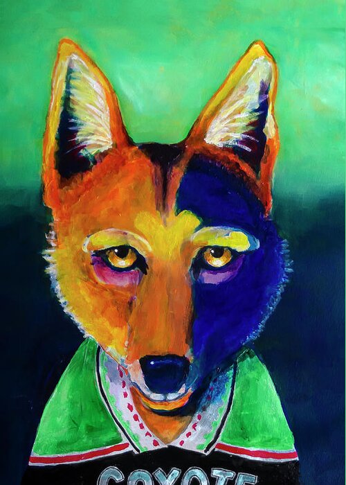 Coyote Greeting Card featuring the painting Modern Coyote by Rick Mosher