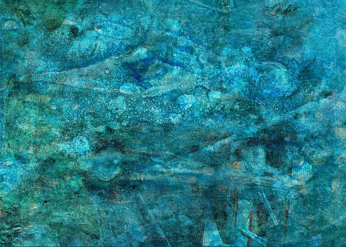 Teal Greeting Card featuring the painting Modern Turquoise Art - Deep Mystery - Sharon Cummings by Sharon Cummings