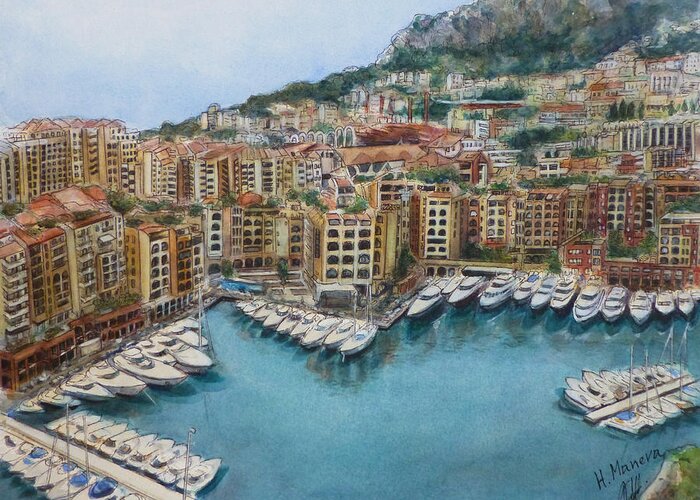 Monaco Greeting Card featuring the painting Monaco by Henrieta Maneva