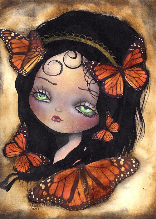 Butterflies Greeting Card featuring the painting Monarca by Abril Andrade