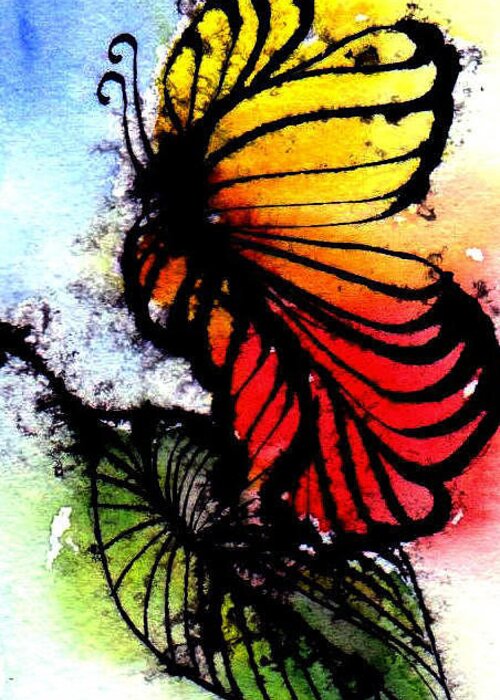 Butterfly Greeting Card featuring the painting Monarch by Anne Duke