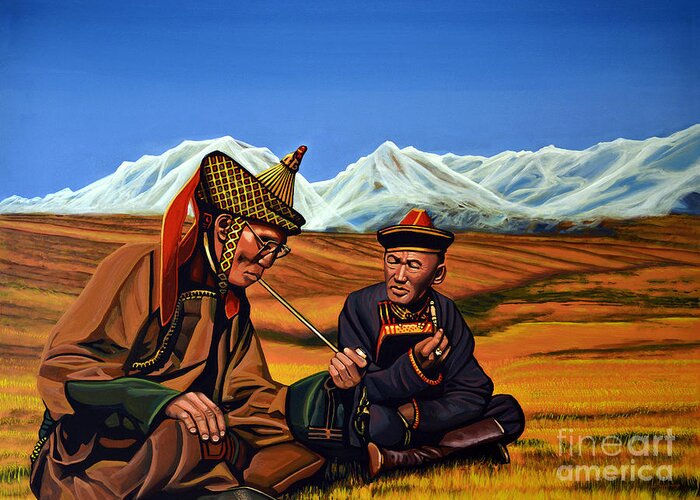 Mongolia Greeting Card featuring the painting Mongolia Land of the Eternal Blue Sky by Paul Meijering