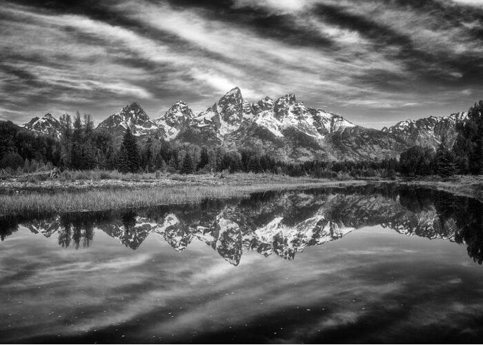 Grand Tetons Greeting Card featuring the photograph Monochrome Magic in the Tetons by Darren White