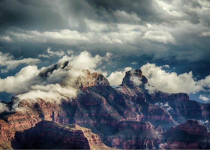 Inversion Greeting Card featuring the photograph Monsoon clouds Grand Canyon by Gaelyn Olmsted