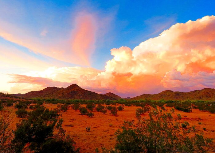 Monsoon Greeting Card featuring the photograph Arizona Monsoon Storm Sunset by Judy Kennedy