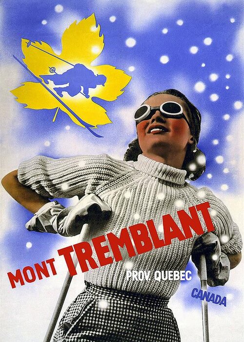 Mont Tremblant Greeting Card featuring the mixed media Mont Tremblant - Province Quebec - Canada - Retro travel Poster - Vintage Poster by Studio Grafiikka