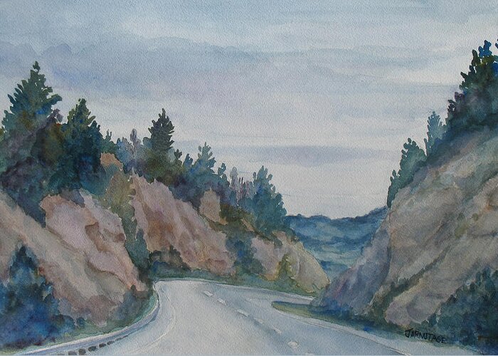 Road Greeting Card featuring the painting Montana Road Trip by Jenny Armitage
