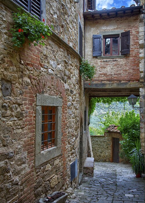 Hill Town Greeting Card featuring the photograph Montefioralle Tuscany 2 by Kathy Adams Clark