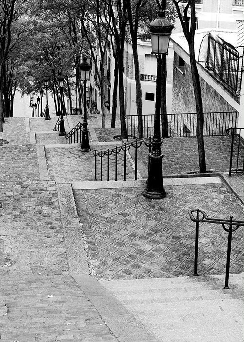 Monmartre Greeting Card featuring the photograph Montmartre stairway Paris by Pierre Leclerc Photography