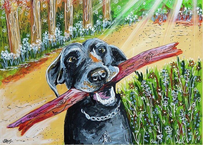Monty The Dog Greeting Card featuring the painting Monty the Dog by Laura Hol