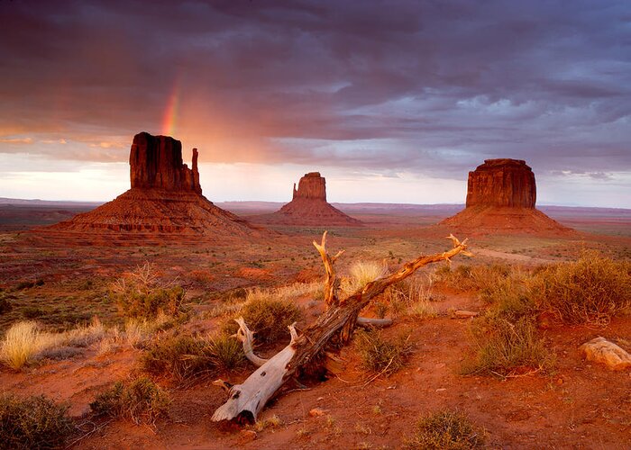 Arizona Greeting Card featuring the photograph Monument Valley Rainbow by Eric Foltz