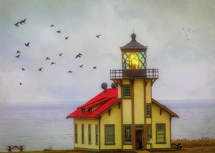 Point Carrillo Light Station Greeting Card featuring the photograph Moody Point Cabrillo Light Station by Garry Gay