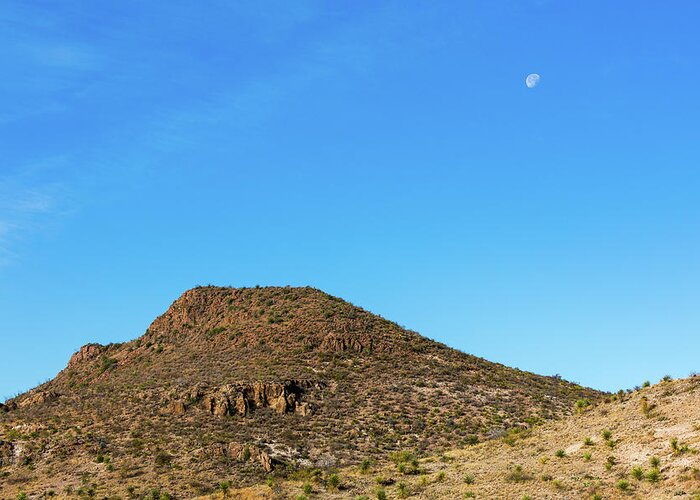 Shafter Greeting Card featuring the photograph Moon and Mesa by SR Green