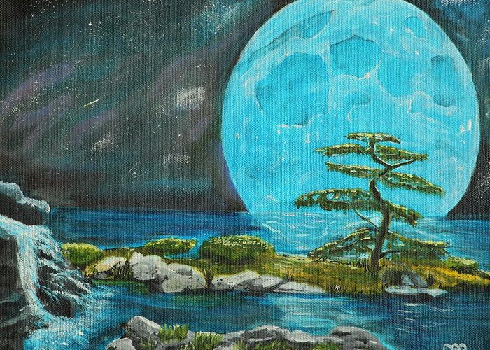 Blue Moon Greeting Card featuring the painting Moon Light Dreams by David Bigelow