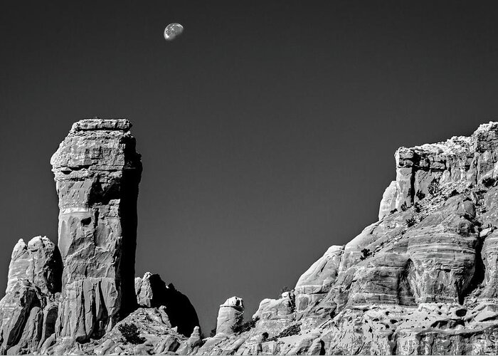 New Mexico Greeting Card featuring the photograph Moon Over Chimney Rock by Stuart Litoff