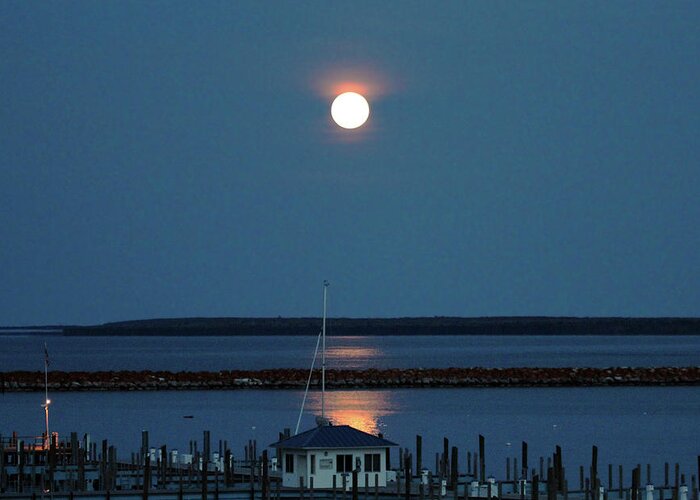 Super Moon Greeting Card featuring the photograph Moon over Mackinac Island by Jackson Pearson