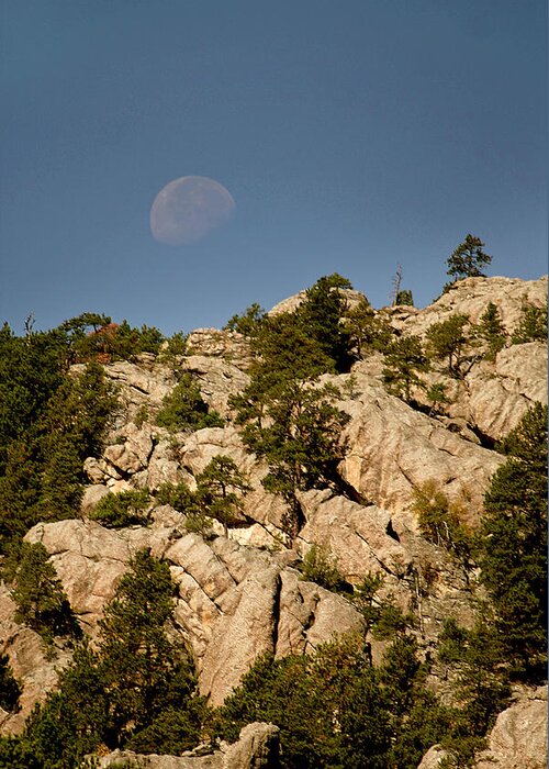 Attraction Greeting Card featuring the photograph Moon over the hills by Mike Oistad
