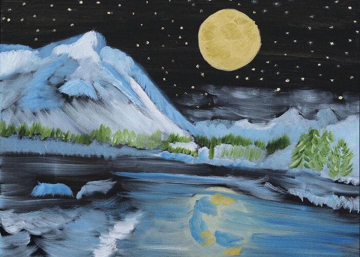 Moonlight Greeting Card featuring the painting Moon Wishes by Meryl Goudey
