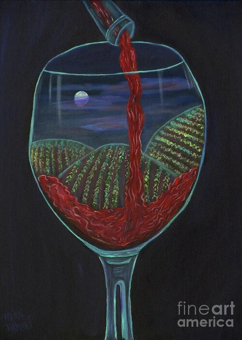 Moon Light Greeting Card featuring the painting Moonlight In a Wine Glass by Mikki Alhart