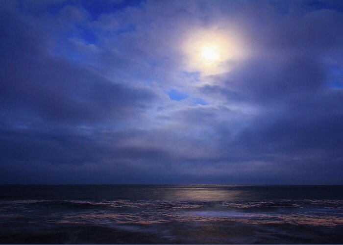 Cape Hatteras Greeting Card featuring the photograph Moonlight on the Ocean at Hatteras by Joni Eskridge