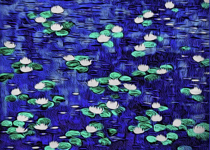 Waterlilies Greeting Card featuring the digital art Moonlit Nymphaea by Paisley O'Farrell