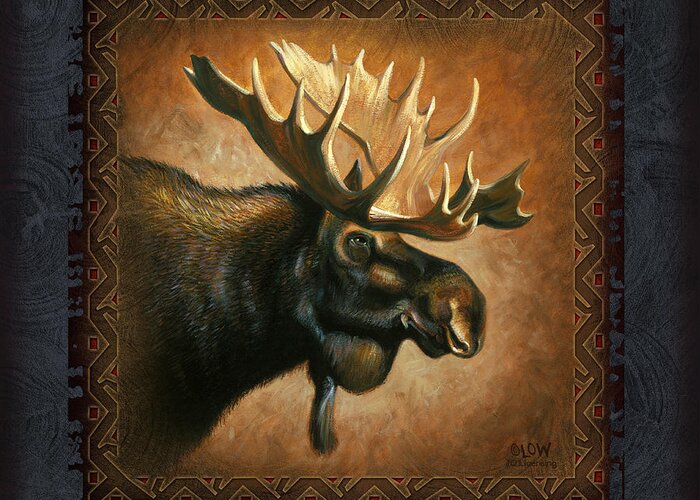 Wildlife Greeting Card featuring the painting Moose Lodge by JQ Licensing