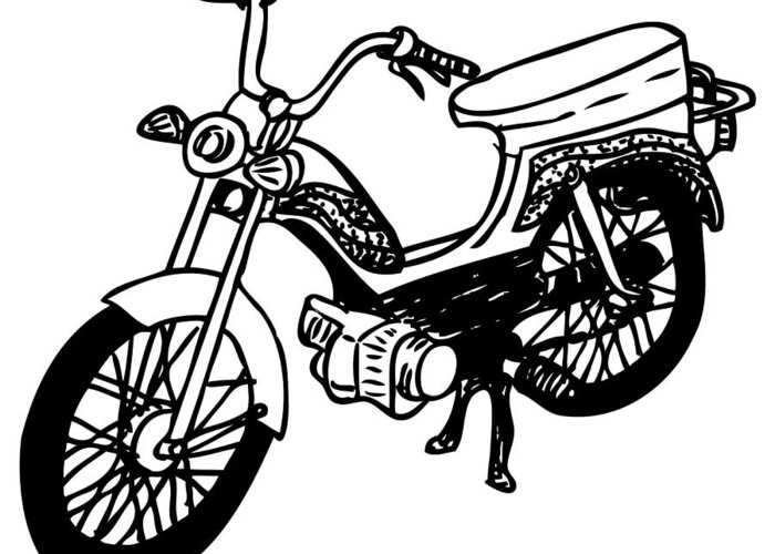 Drawing Greeting Card featuring the drawing Moped by Karl Addison