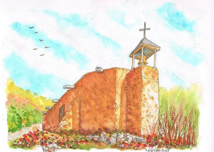 Churches Greeting Card featuring the painting Morada de la Conquistadora Chapel, Santa Fe, New Mexico by Carlos G Groppa
