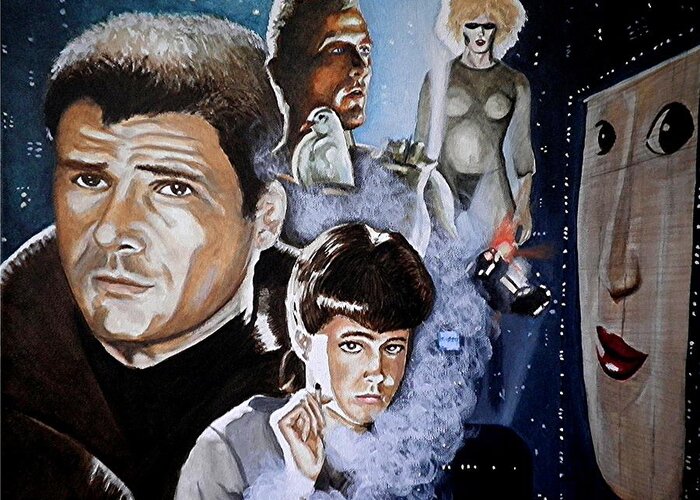 Blade Runner Greeting Card featuring the painting More Human than Human by Al Molina