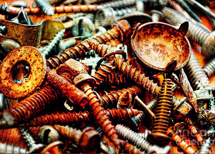 Rusty Greeting Card featuring the photograph More Rusty Screws II by Debbie Portwood