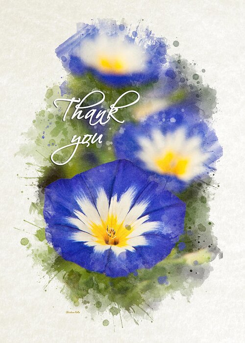 Thank You Greeting Card featuring the mixed media Morning Glory Thank You Card by Christina Rollo