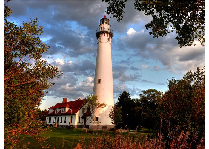 Wind Point Lighthouse Greeting Card featuring the photograph Morning Light On The Light by Janice Adomeit