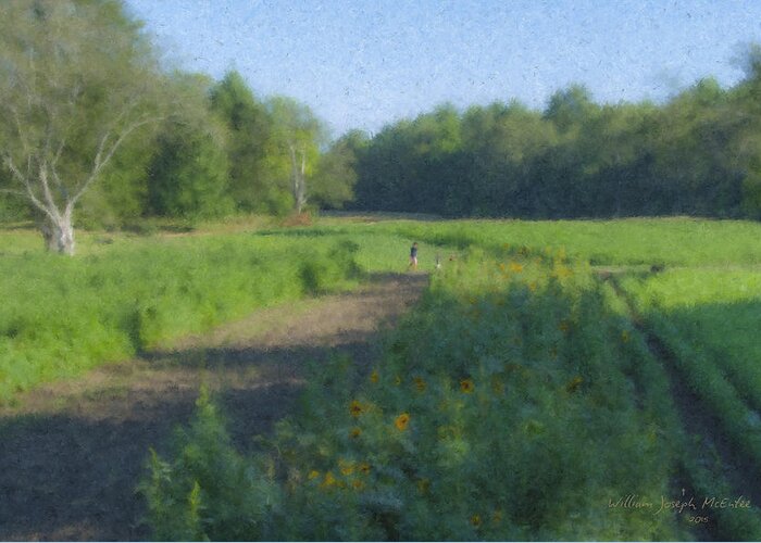 Langwater Farm Greeting Card featuring the painting Morning Walk at Langwater Farm by Bill McEntee