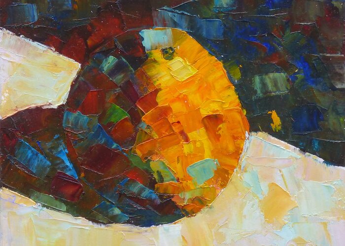 Oil Painting Greeting Card featuring the painting Mosaic Citrus by Susan Woodward