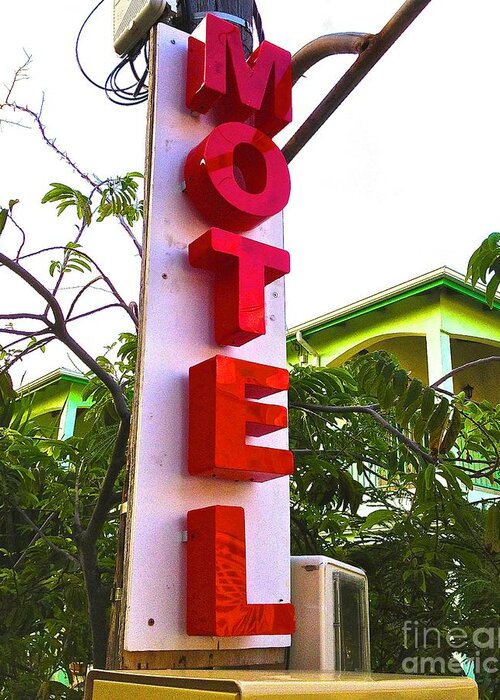 Sign Greeting Card featuring the photograph Motel by Beth Saffer